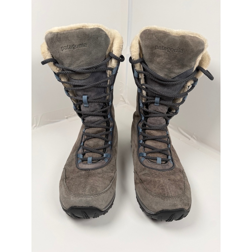 Patagonia Boots Womens 8 Grey Lugano Lace High Waterproof PrimaLoft Winter Suede